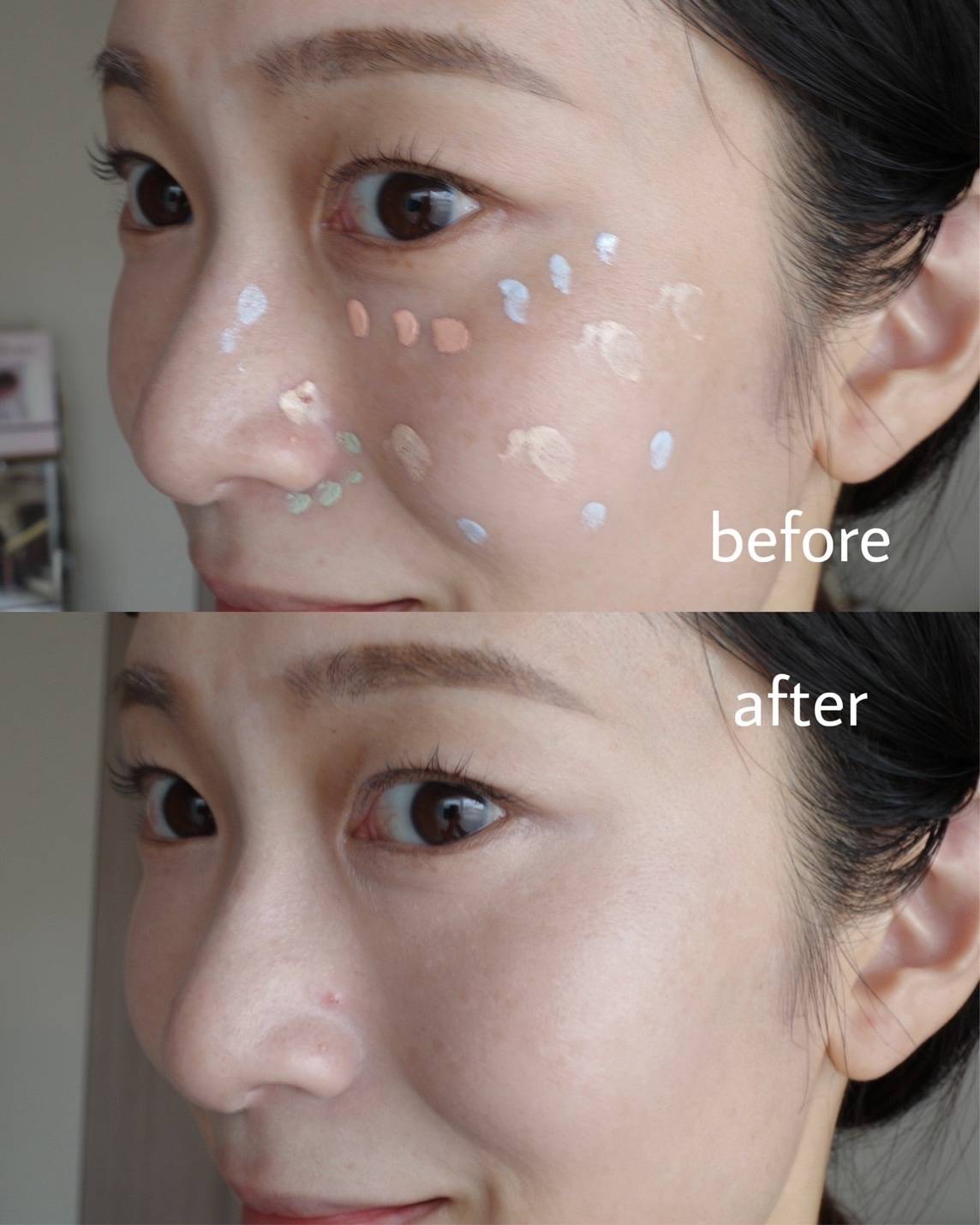 エシリアル セラムコンシーラー使用前、使用後