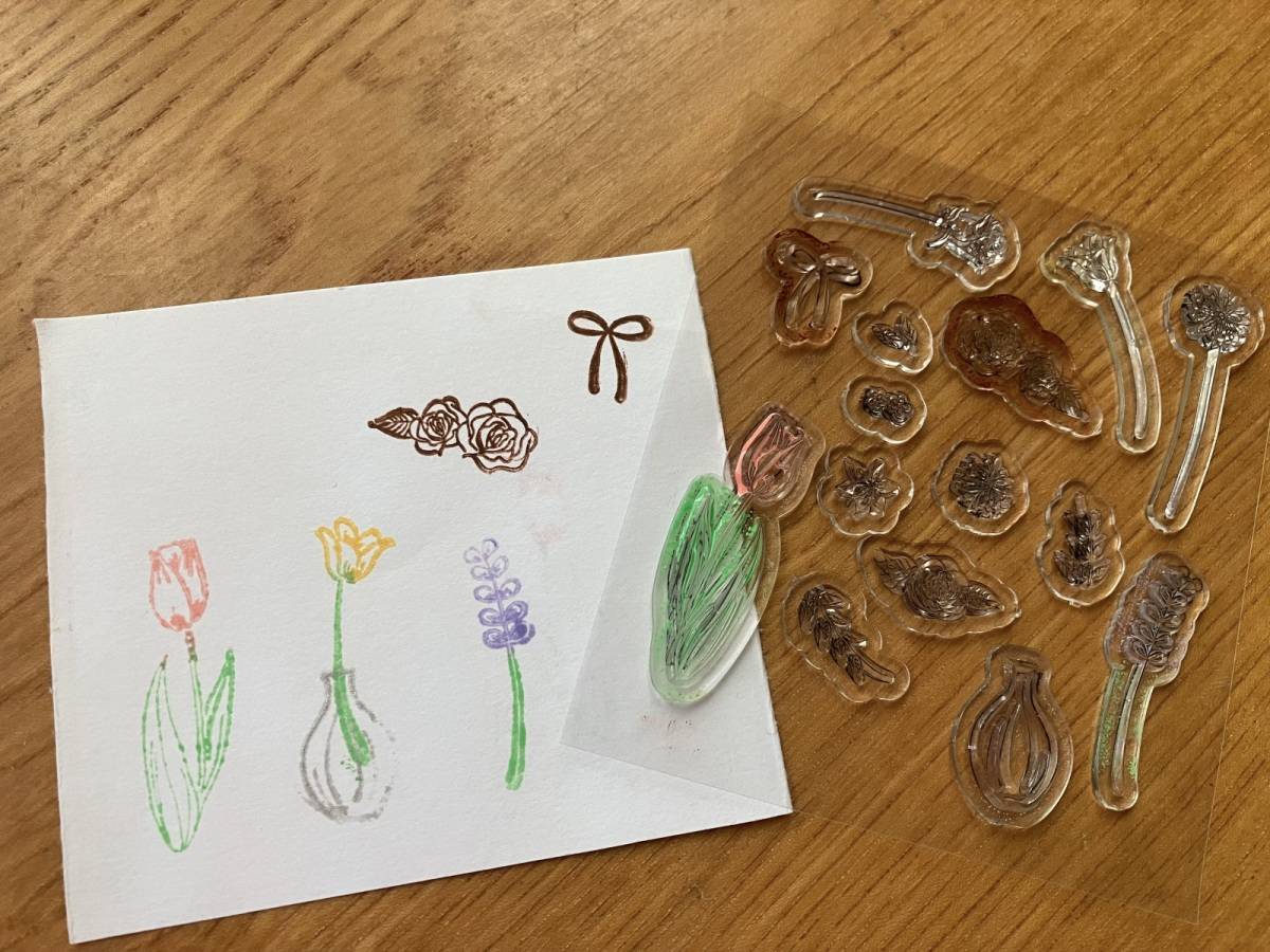 ダイソーのスタンプシート(花)