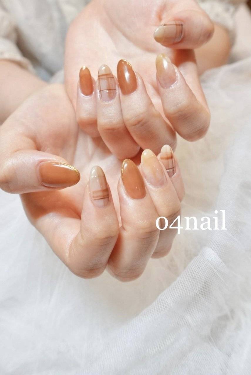 オレンジベージュネイル