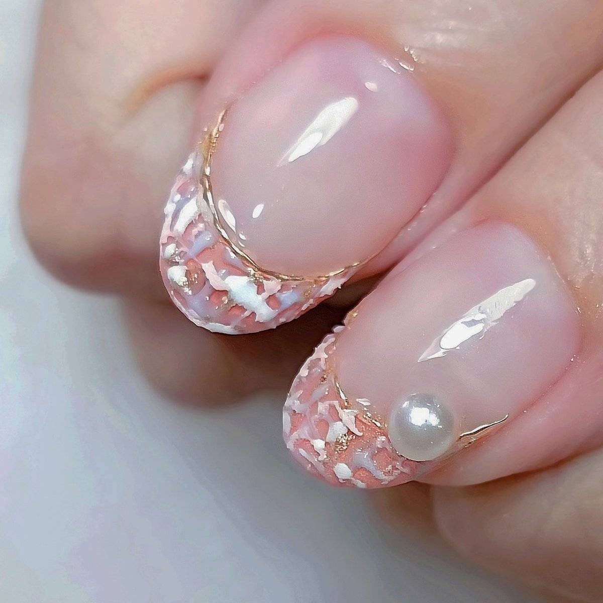 オレンジピンクネイル