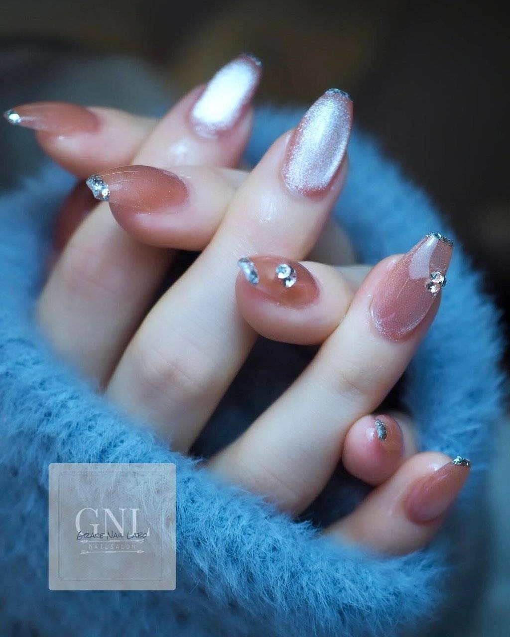 オレンジピンクネイル