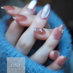  オレンジピンクネイル 