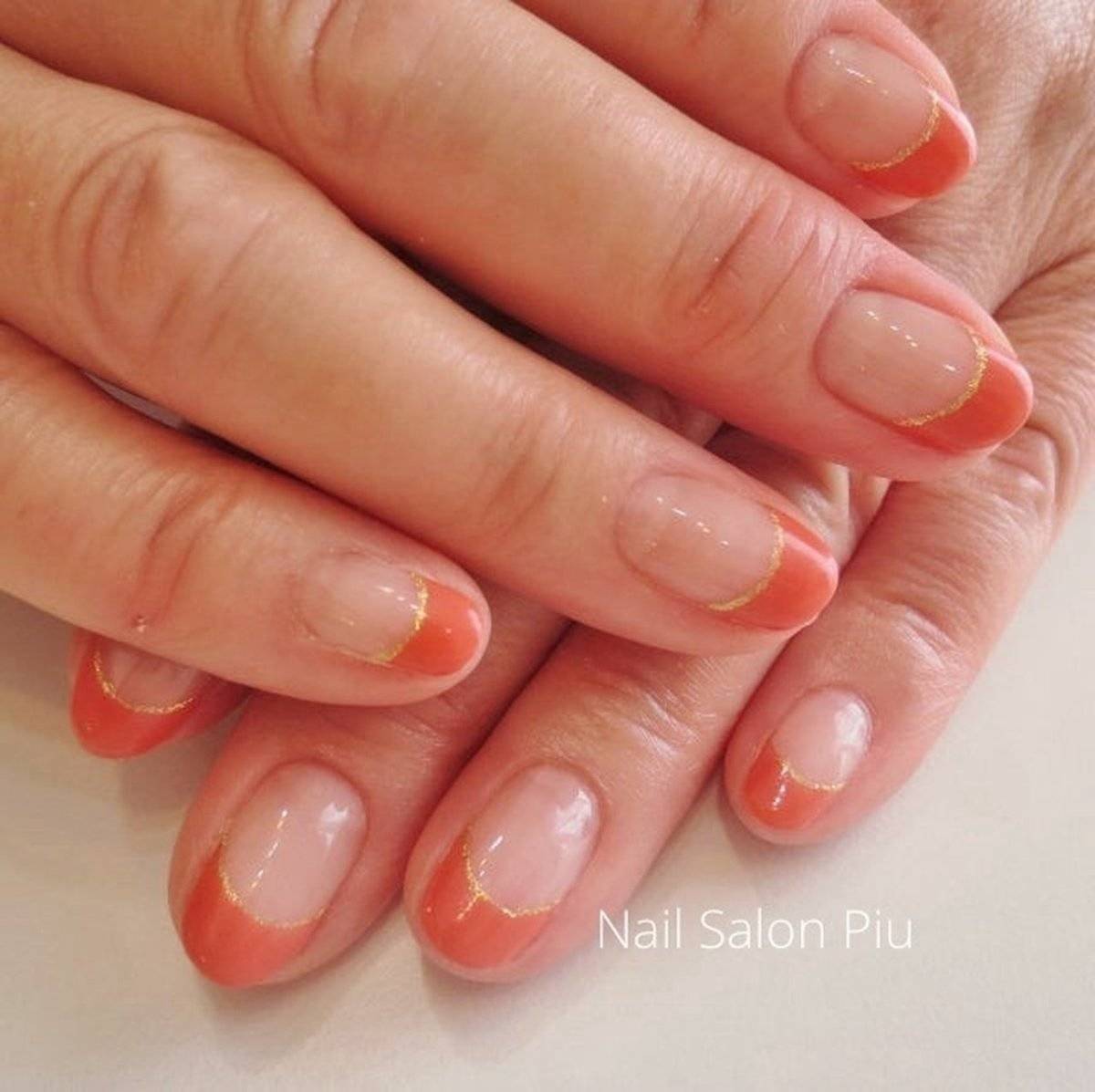 オレンジピンクネイル