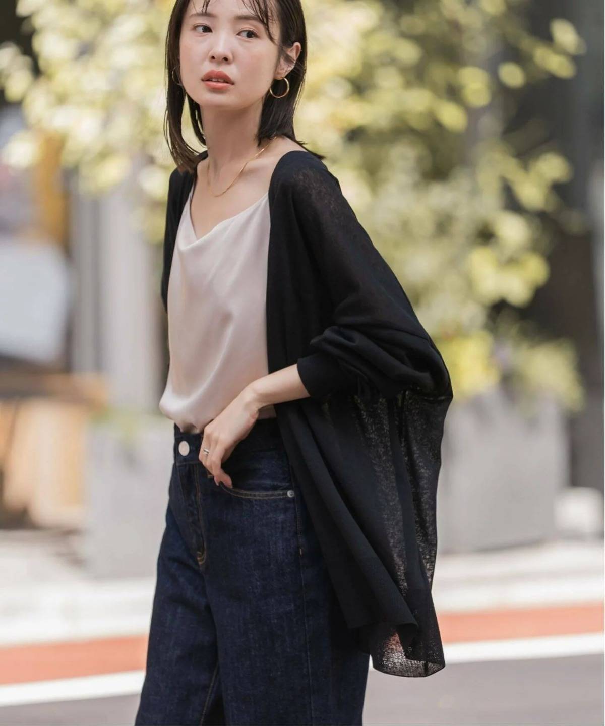 NOBLE 18Gシアー オーバーサイズカーディガン2