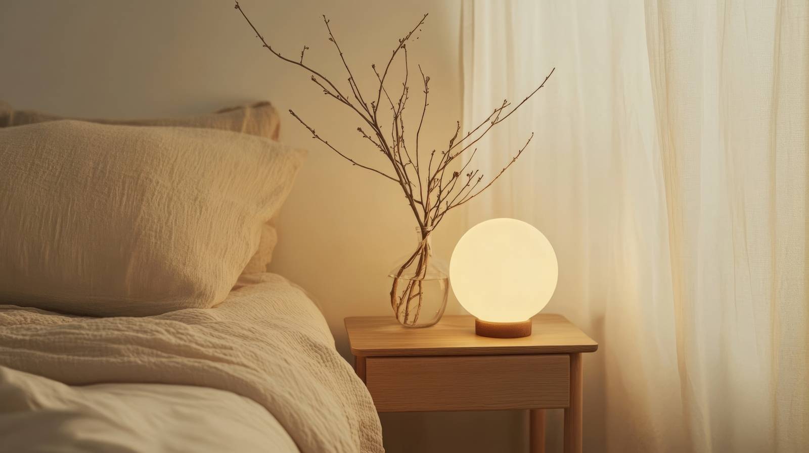 寝室　幸運　木製　サイドテーブル