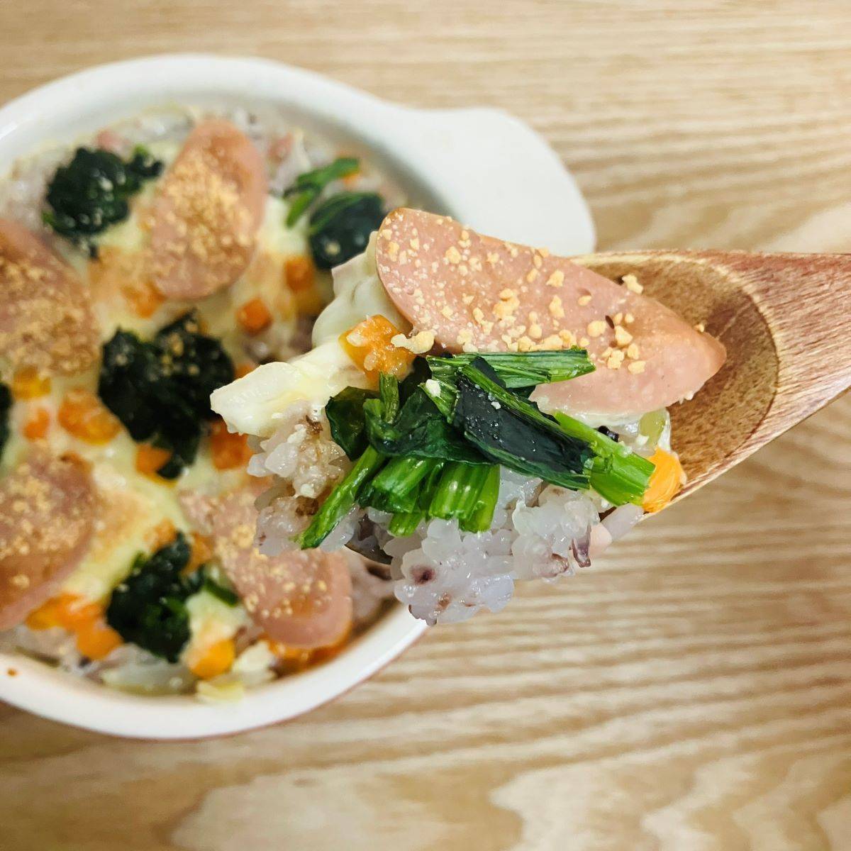 ニッスイ公式の「おさかなのソーセージのドリア」のレシピ