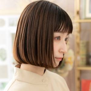  前髪ぱっつんボブ 