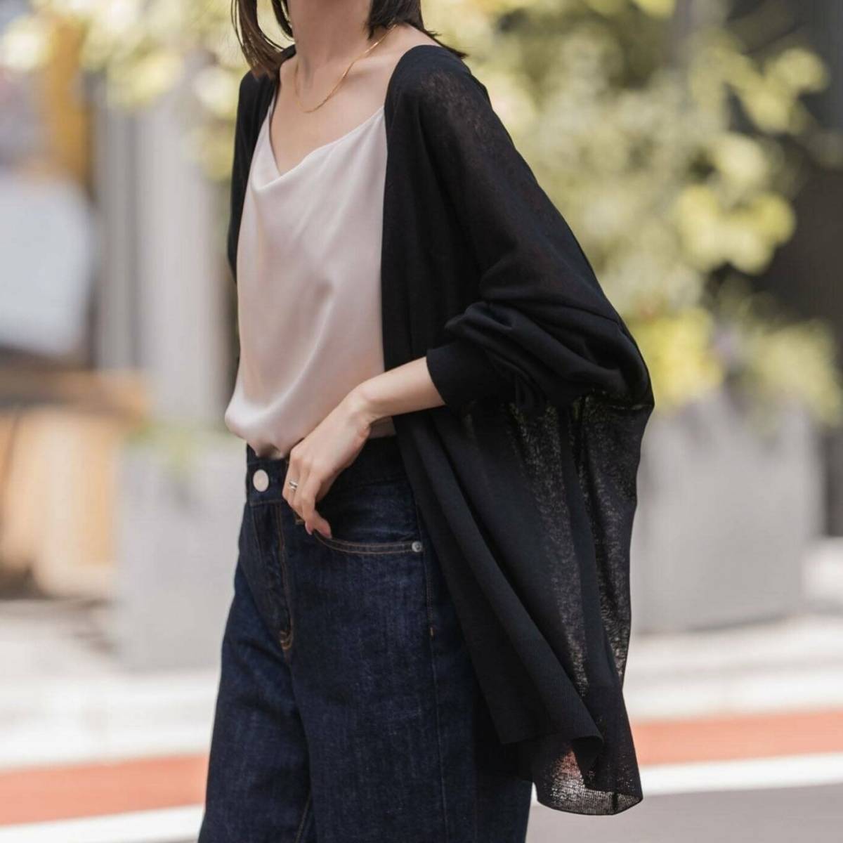 NOBLE 18Gシアー オーバーサイズカーディガン2