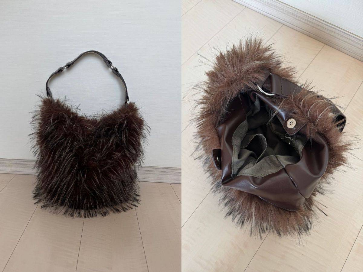 Ray BEAMS ロング ファー バッグ