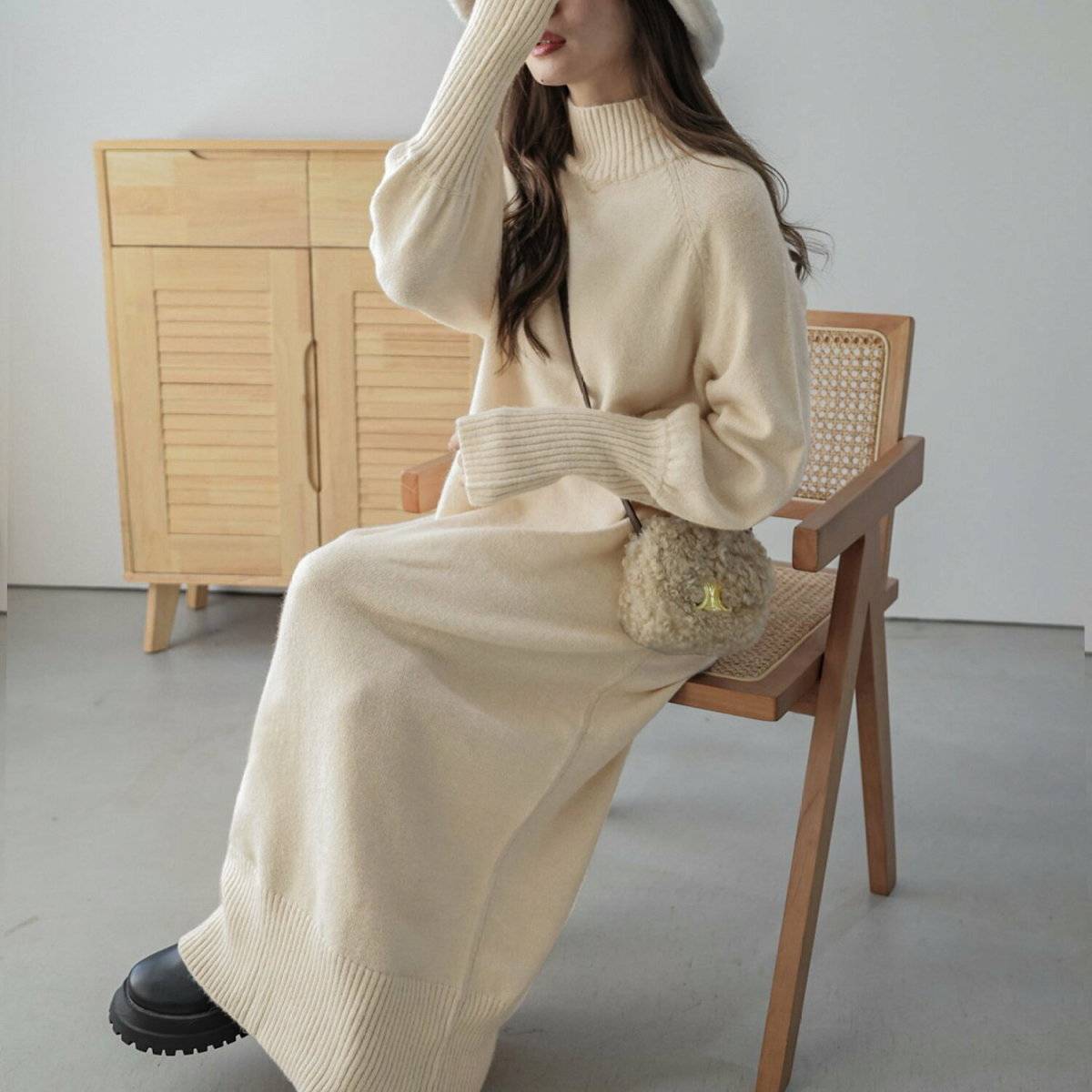 冬コーデの女性