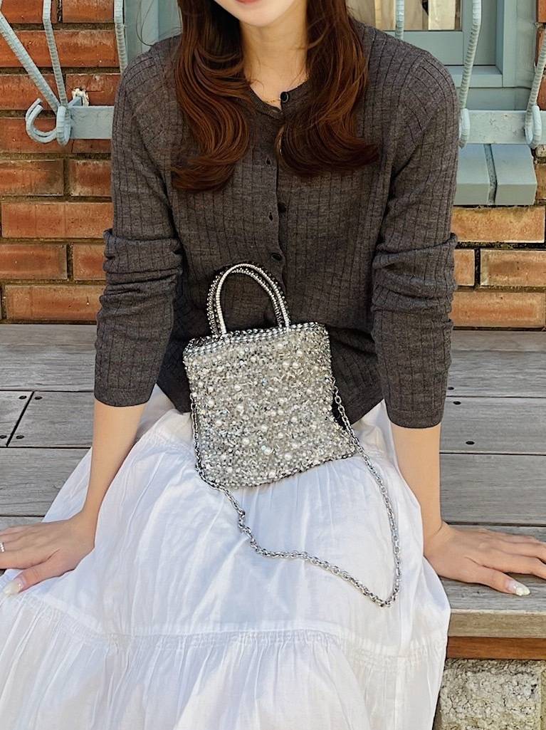 UNIQLO メリノリブクルーネックショートカーディガン