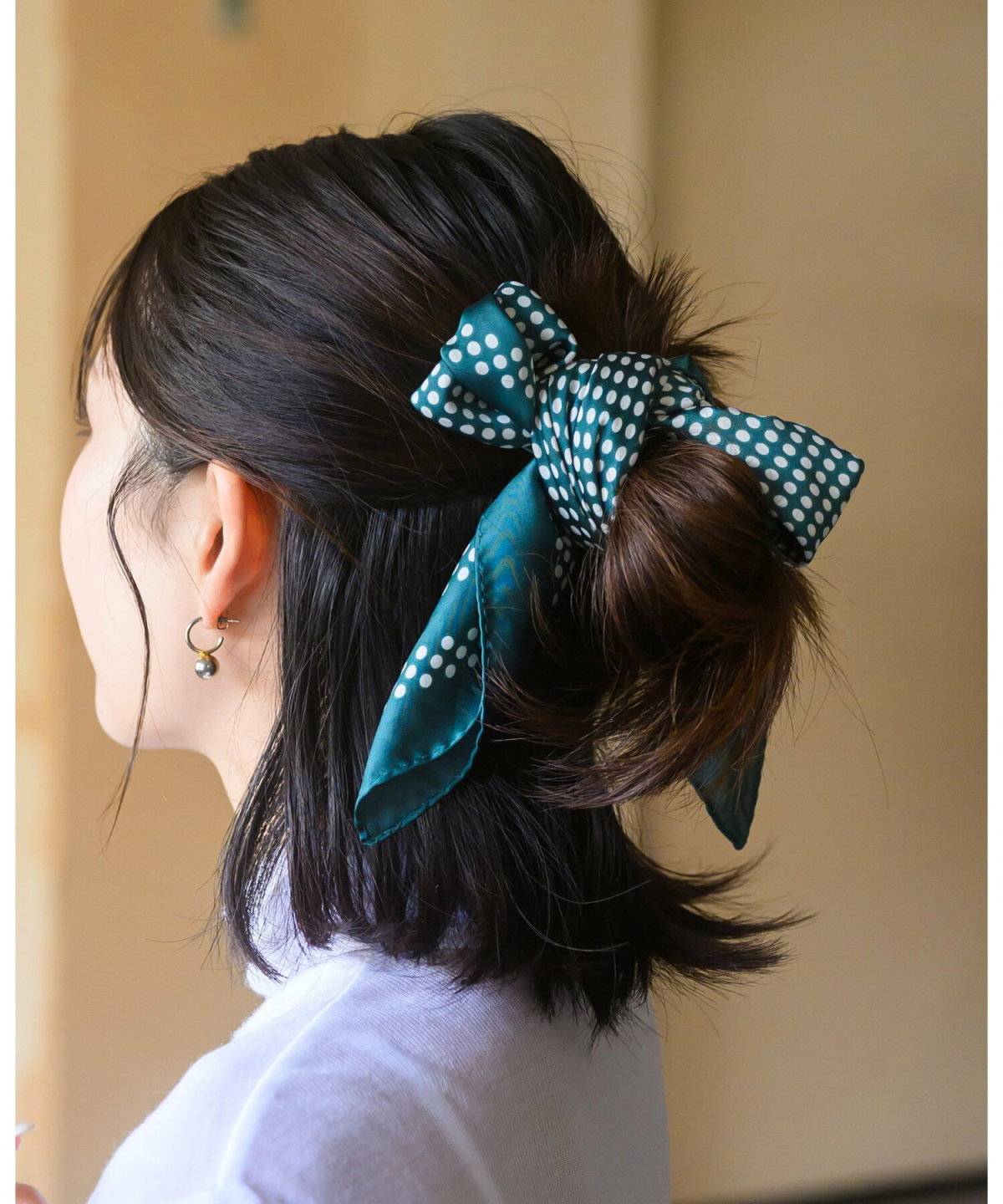 ハーフアップとバンダナ