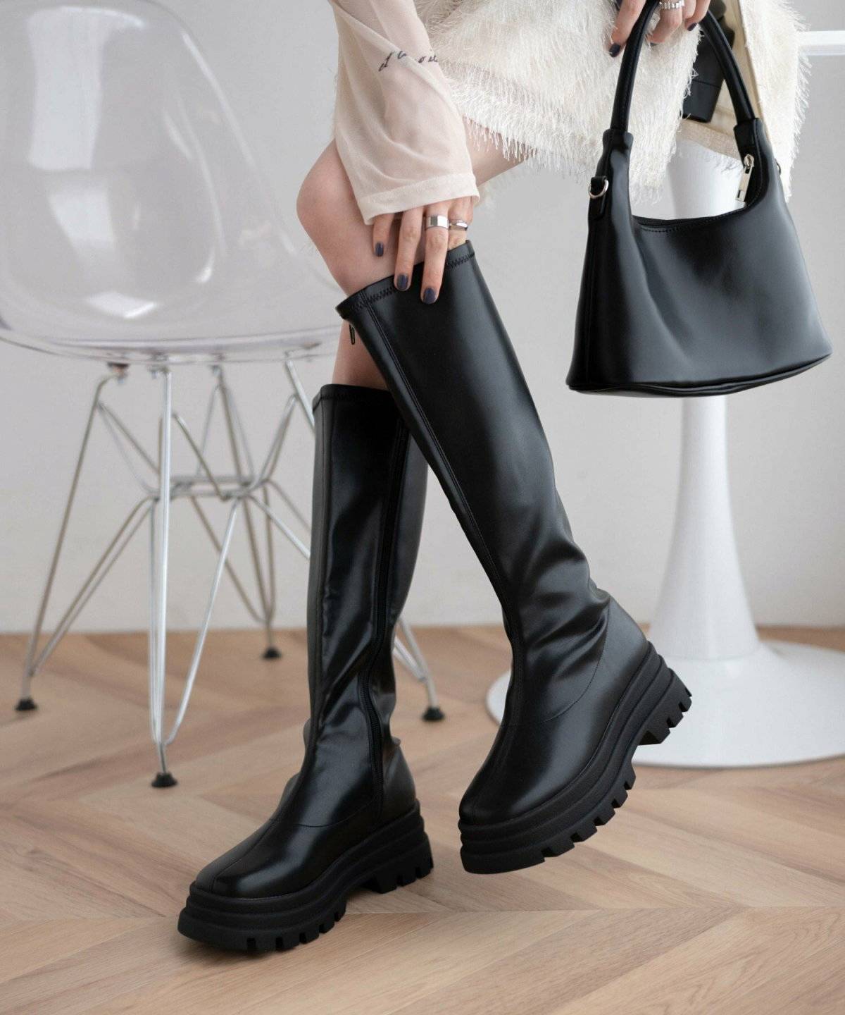ロングブーツコーデ