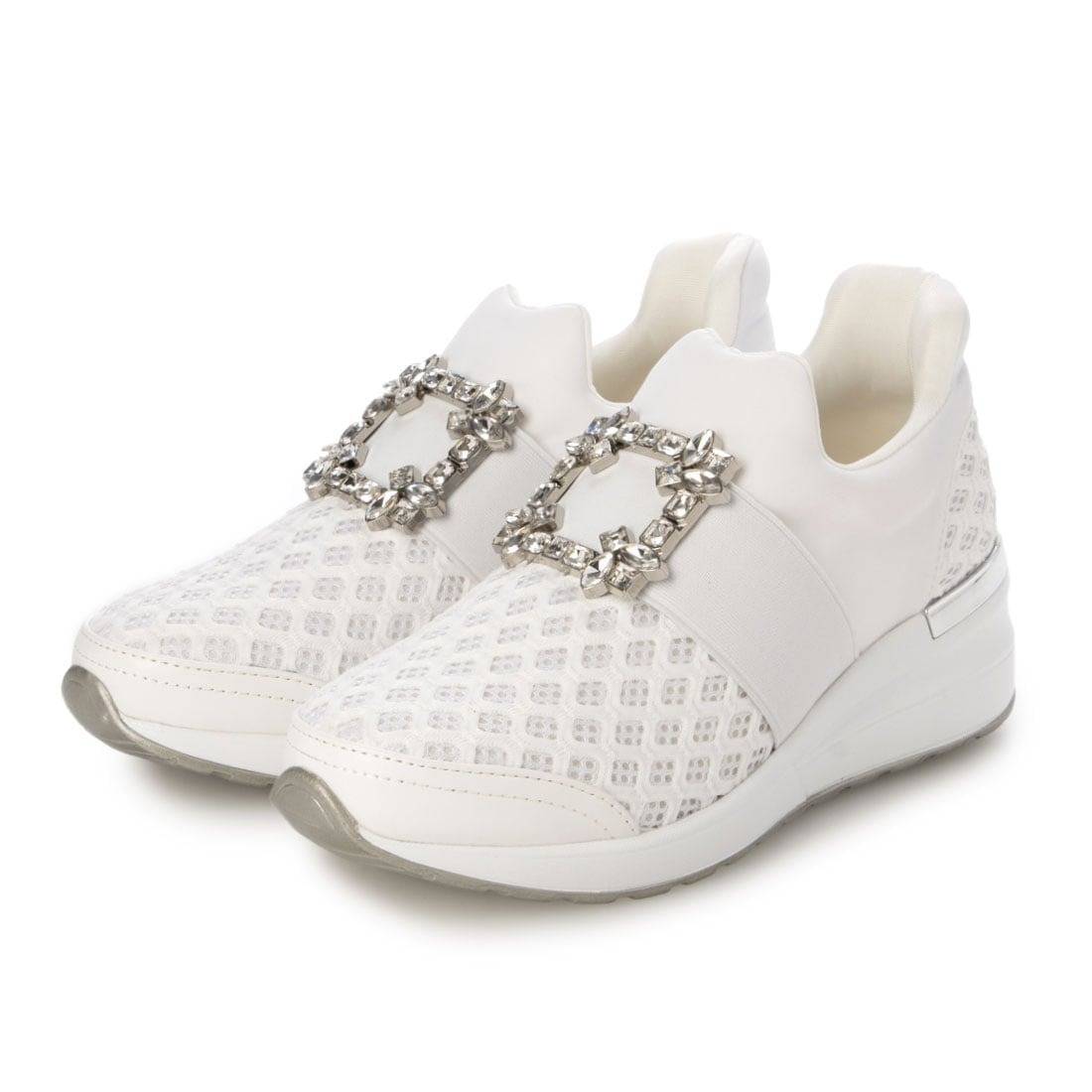 EVOL 軽量スクエアビジューヒールアップスニーカー