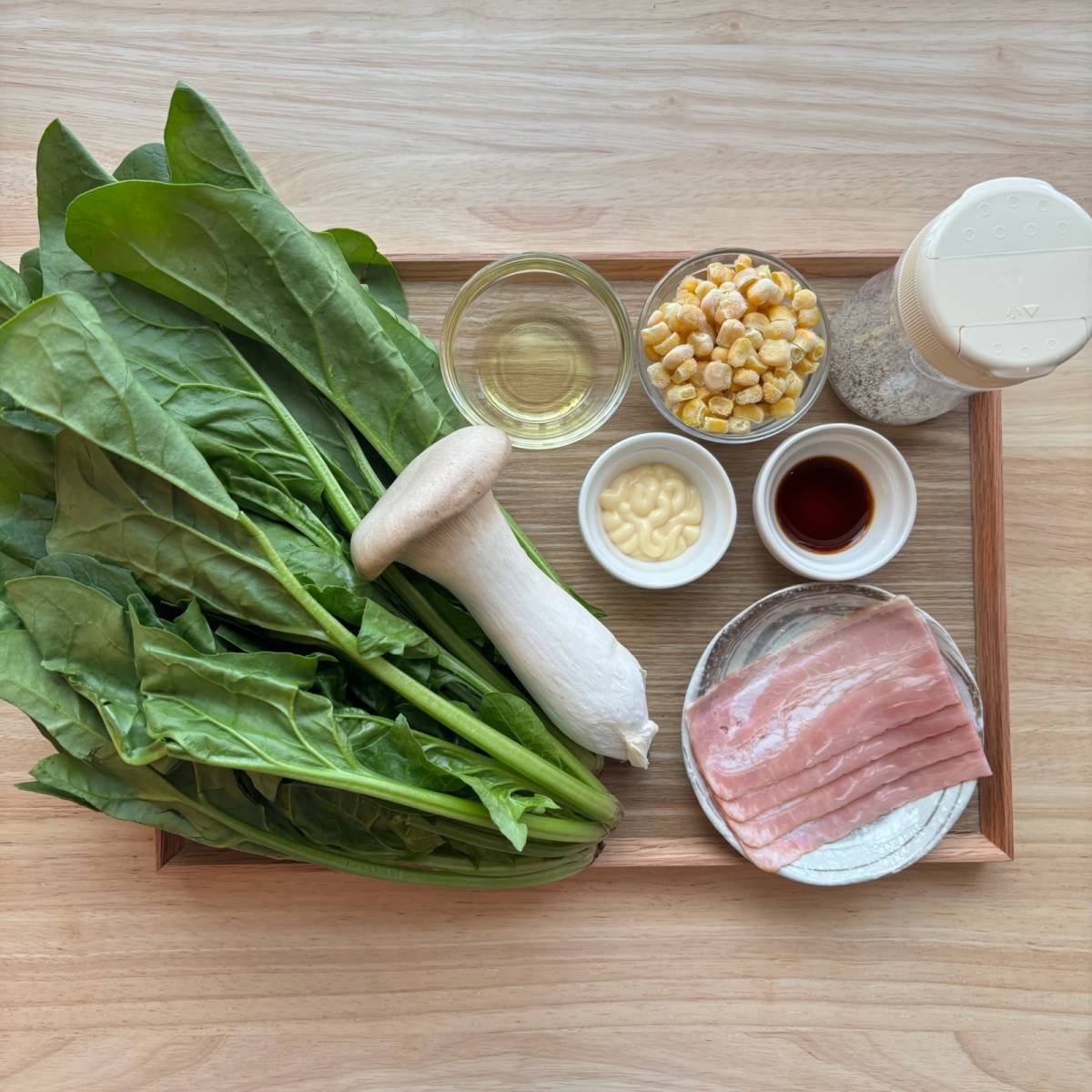 JAグループ公式の「ほうれん草とエリンギコーンのマヨ醤油炒め」のレシピ