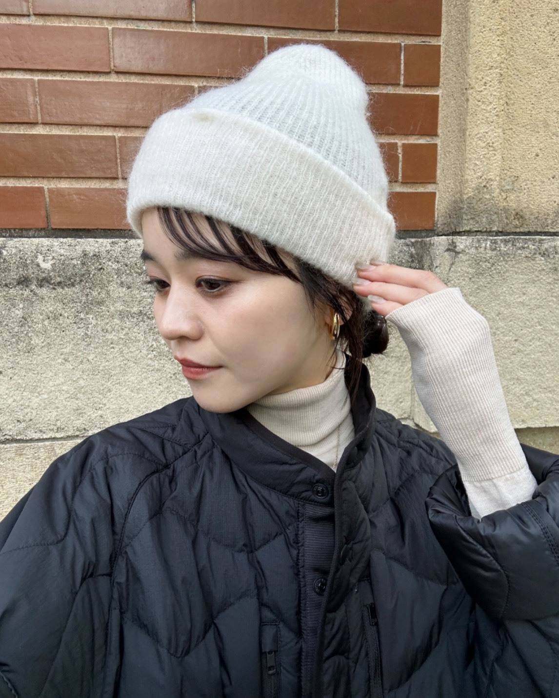 シャギーニット帽子着画