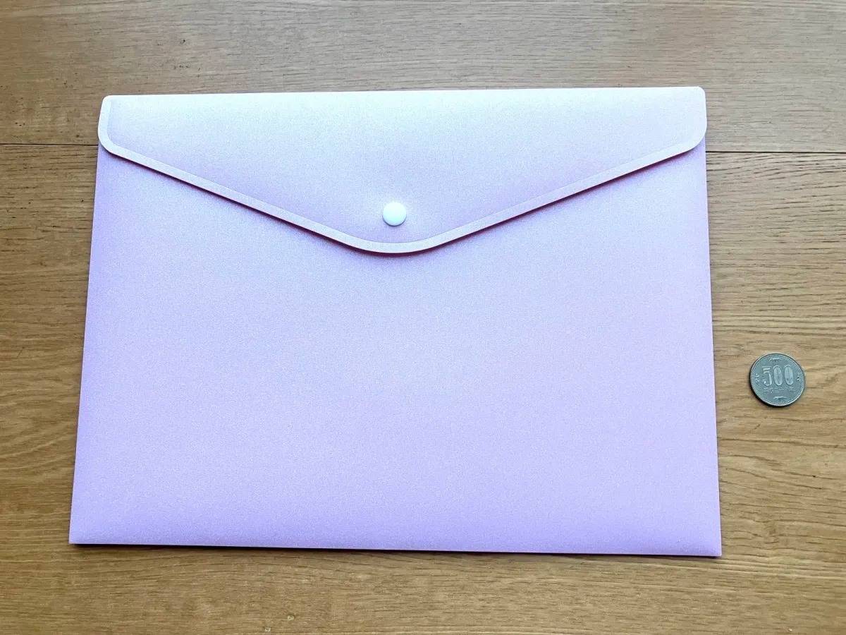 DAISO(ダイソー)：ラメドキュメントファイル A4(パステルカラー)