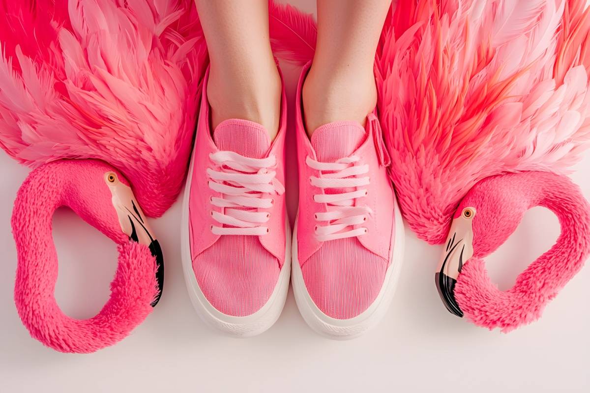 ピンクのスニーカー