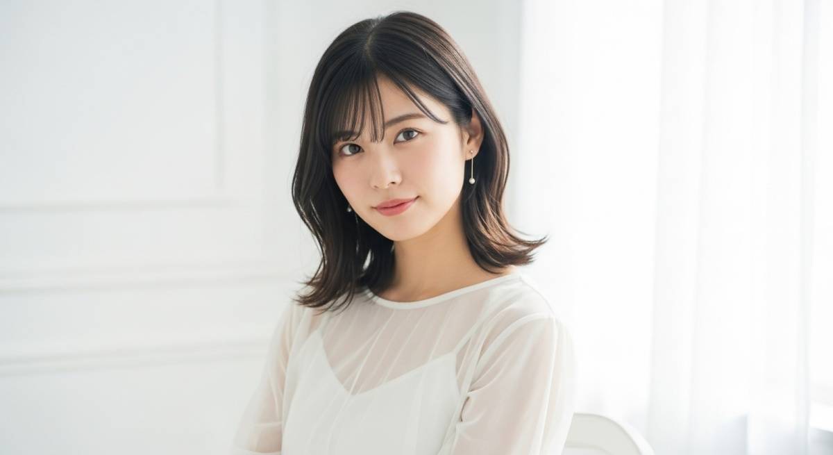 顔タイプソフトエレガントの微笑む女性