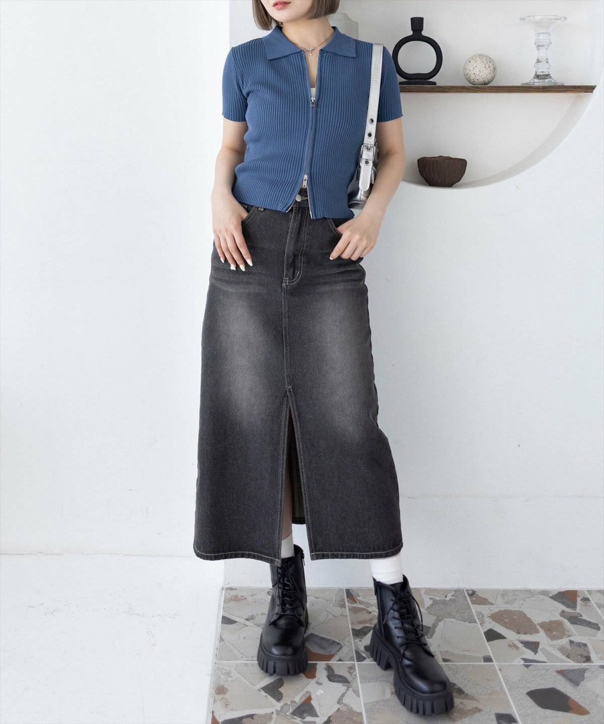 デニムスカートコーデ