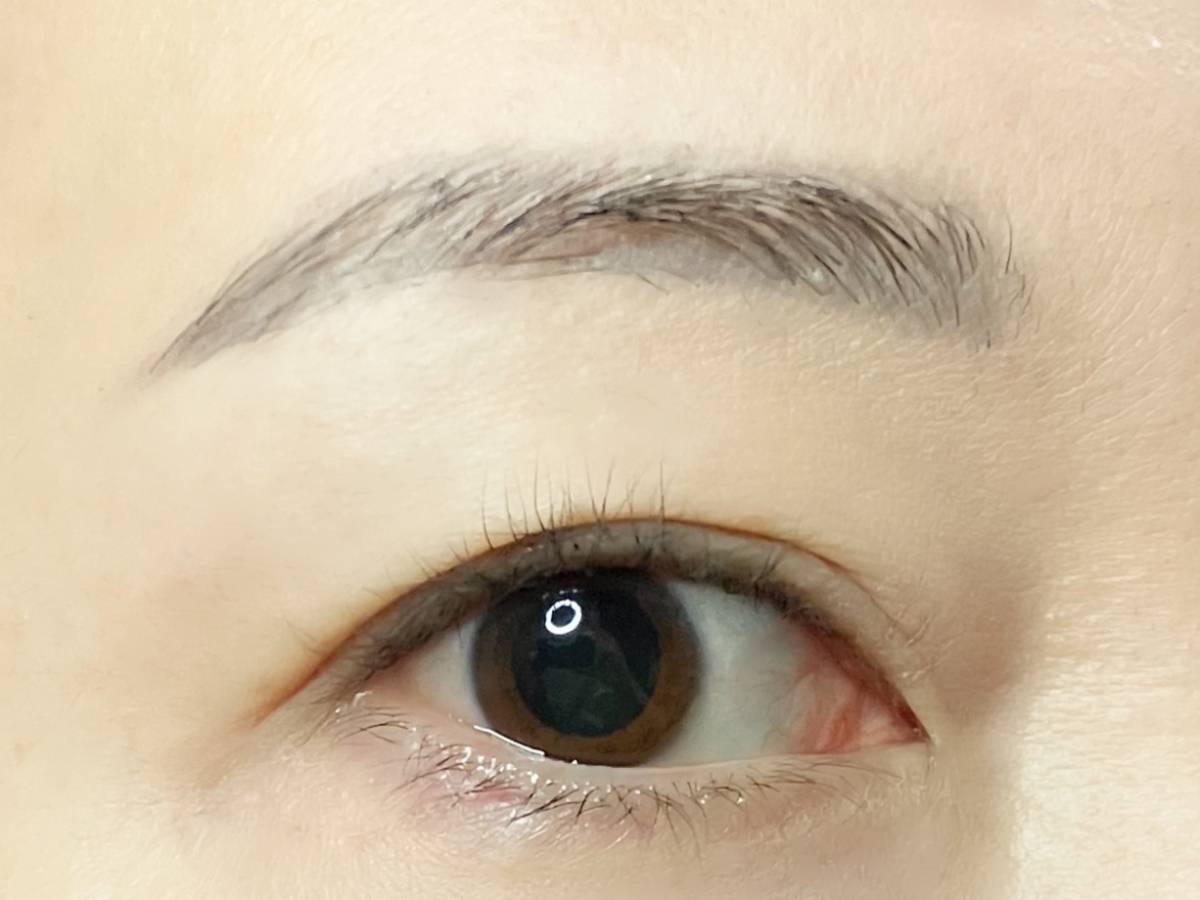 セザンヌ 超細芯アイブロウ 05 ナチュラルグレー 筆者半顔 眉描いた後