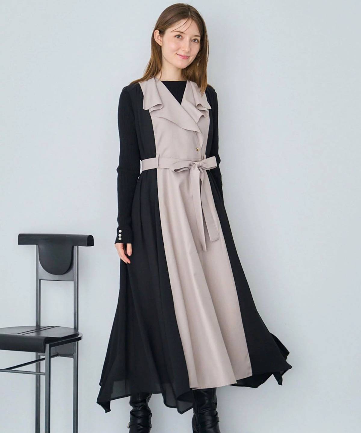 NOELA シフォン切り替えジャンスカ