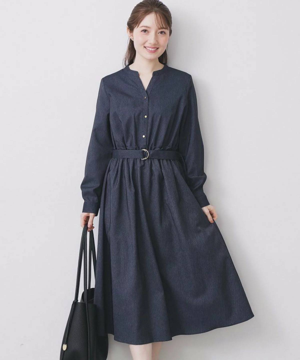 index シャンブレーツイルドッキングフレアワンピース