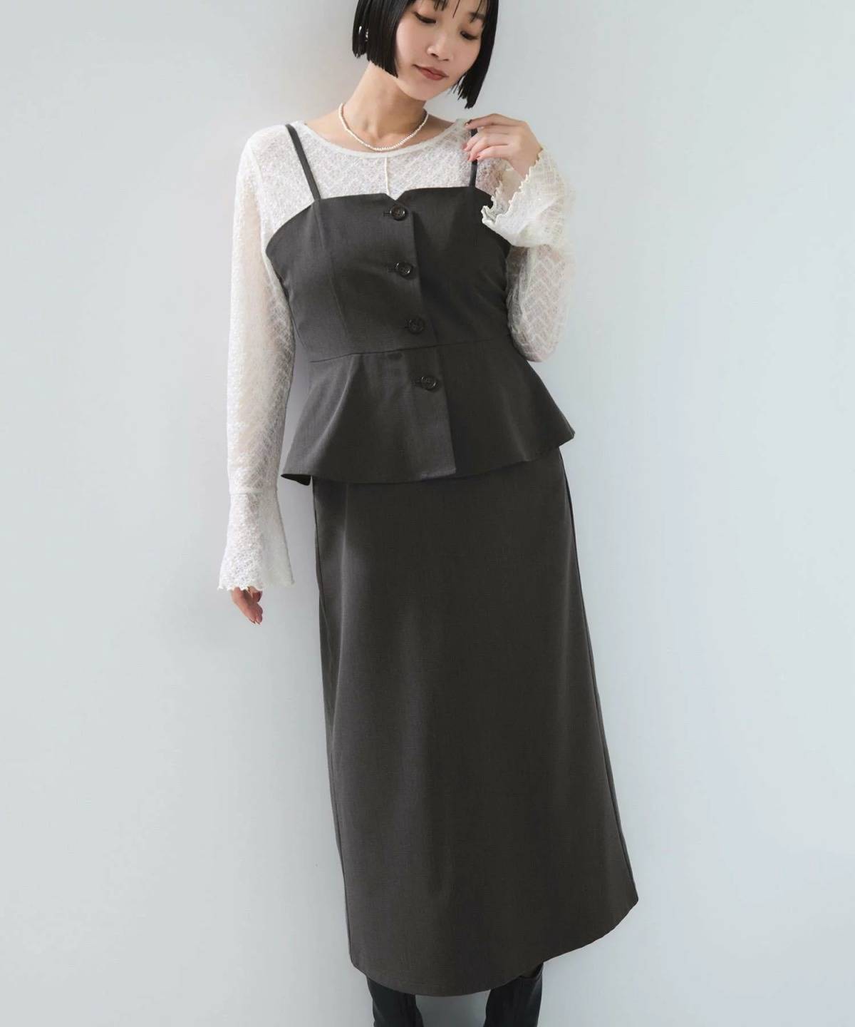 VIS ビスチェドッキングライクキャミワンピース