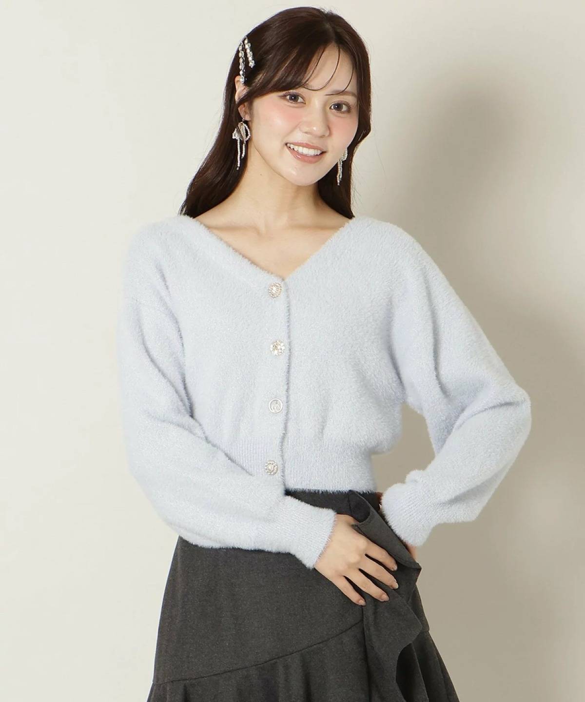 WILLSELECTION Vネックドロップショルダーカーディガン