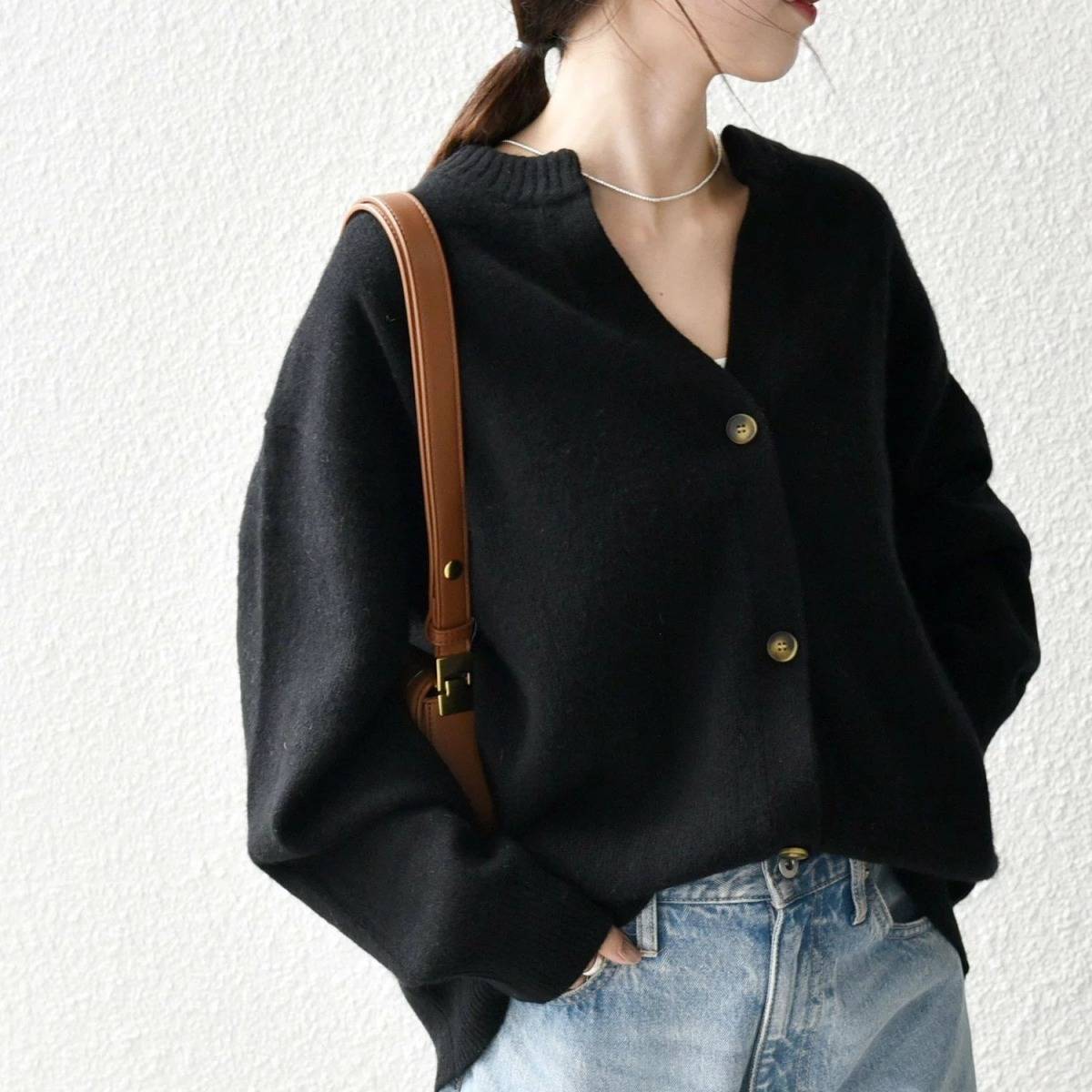 SHIPS AQUA カシミヤ ミックス スキッパー カーディガン