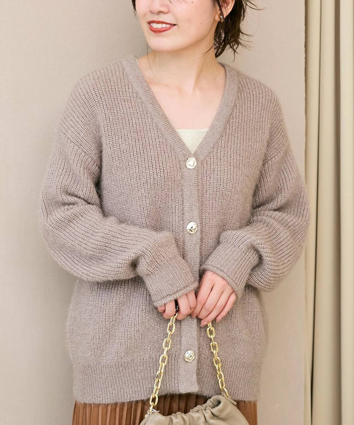 le.coeur blanc ラメシャギーニットカーデ