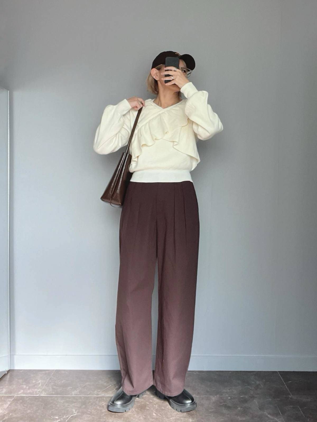 フリルニットを合わせる♡