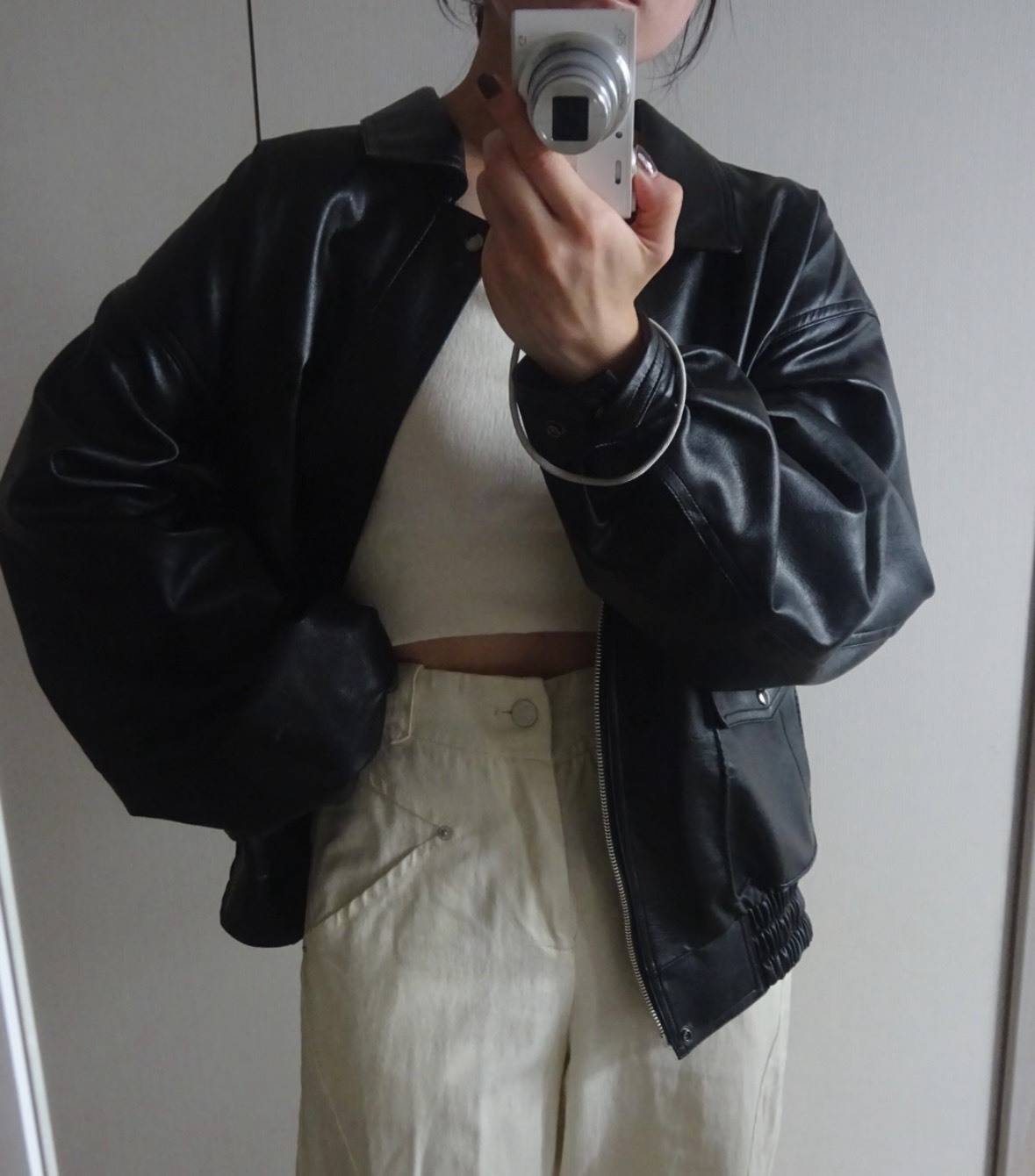 レザーアウターコーデ