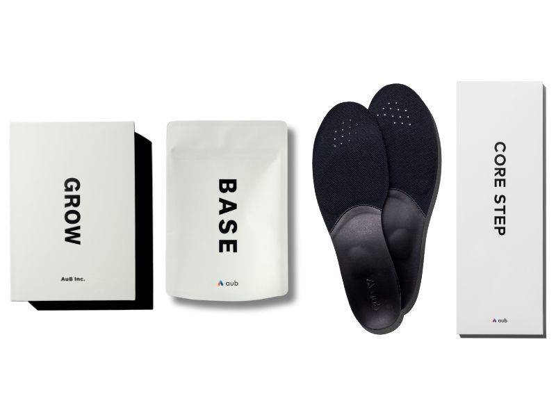 aubGROW(食物繊維ミックス)・aubBASE(乳酸菌サプリ)・aubCORESTEP(インソール)
