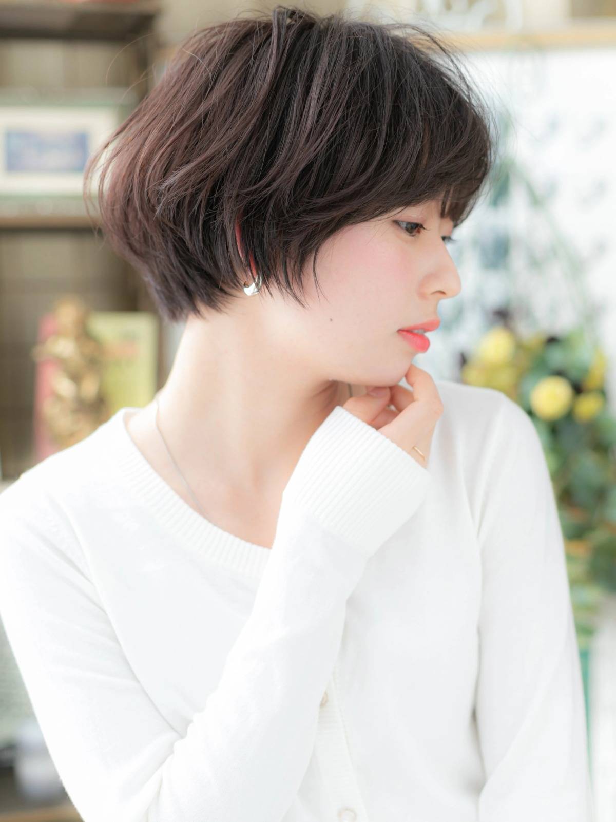 チャコールグレーのふわショート