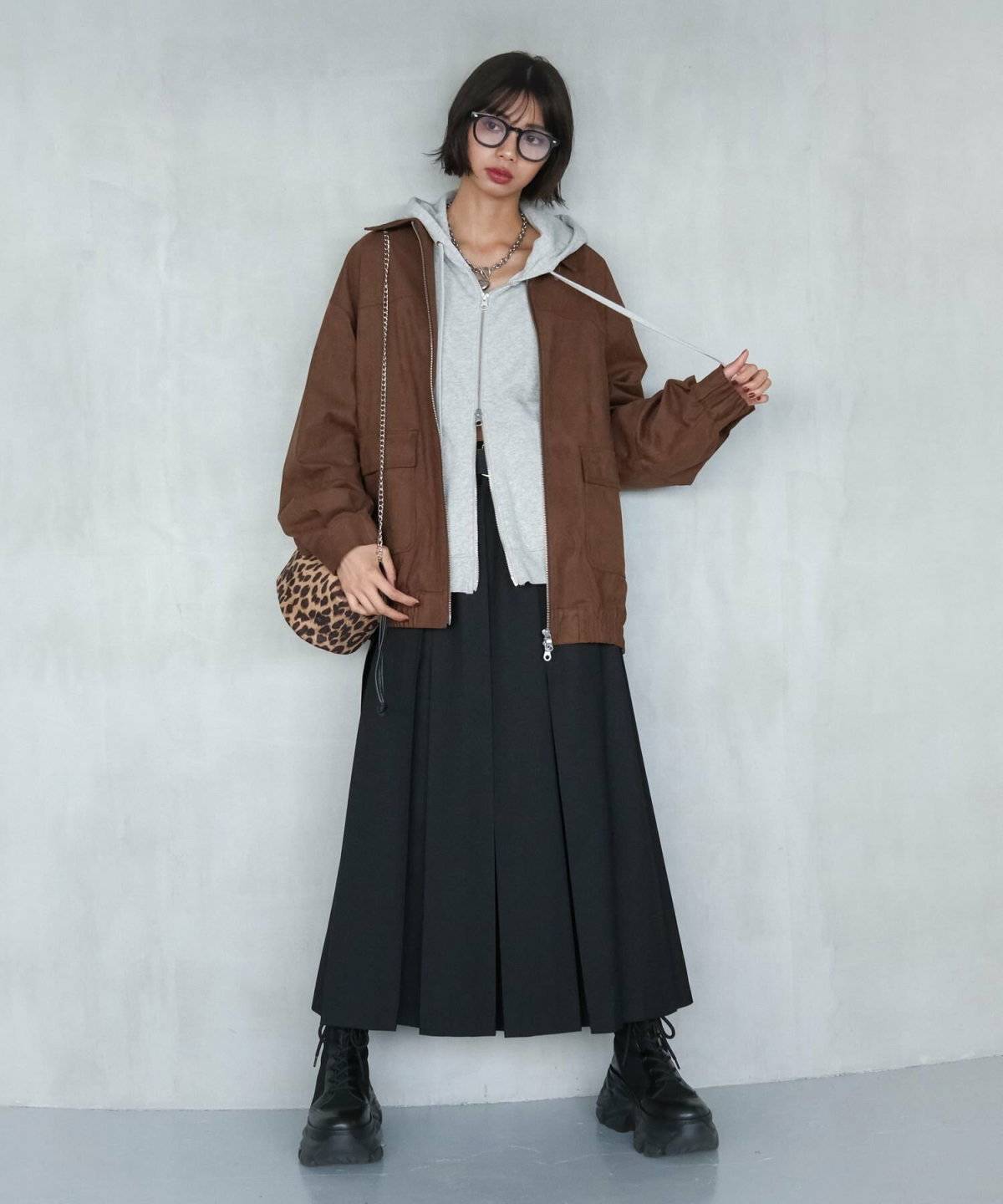 ライダースジャケット×ロングスカート