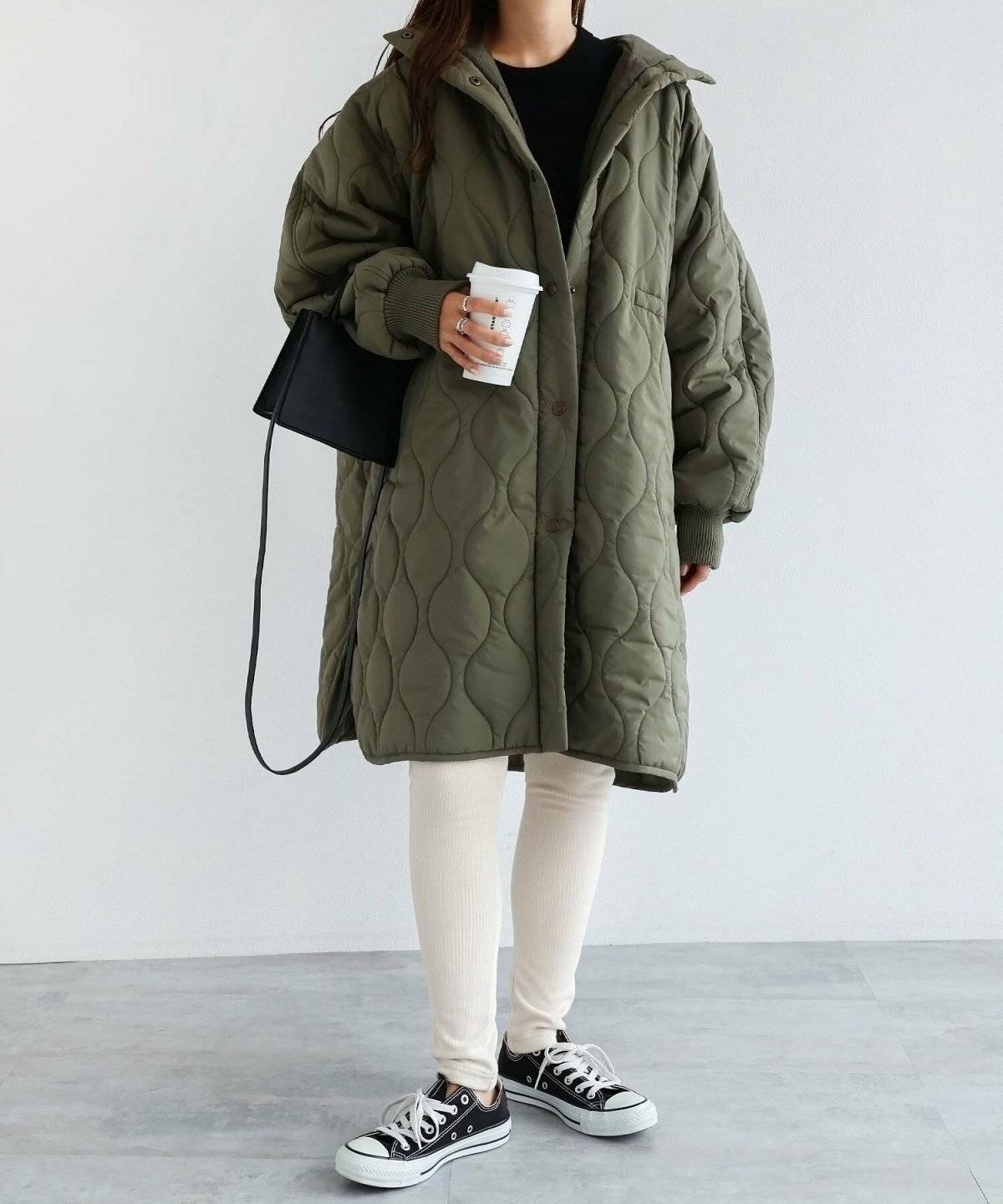 キルティングコートコーデ