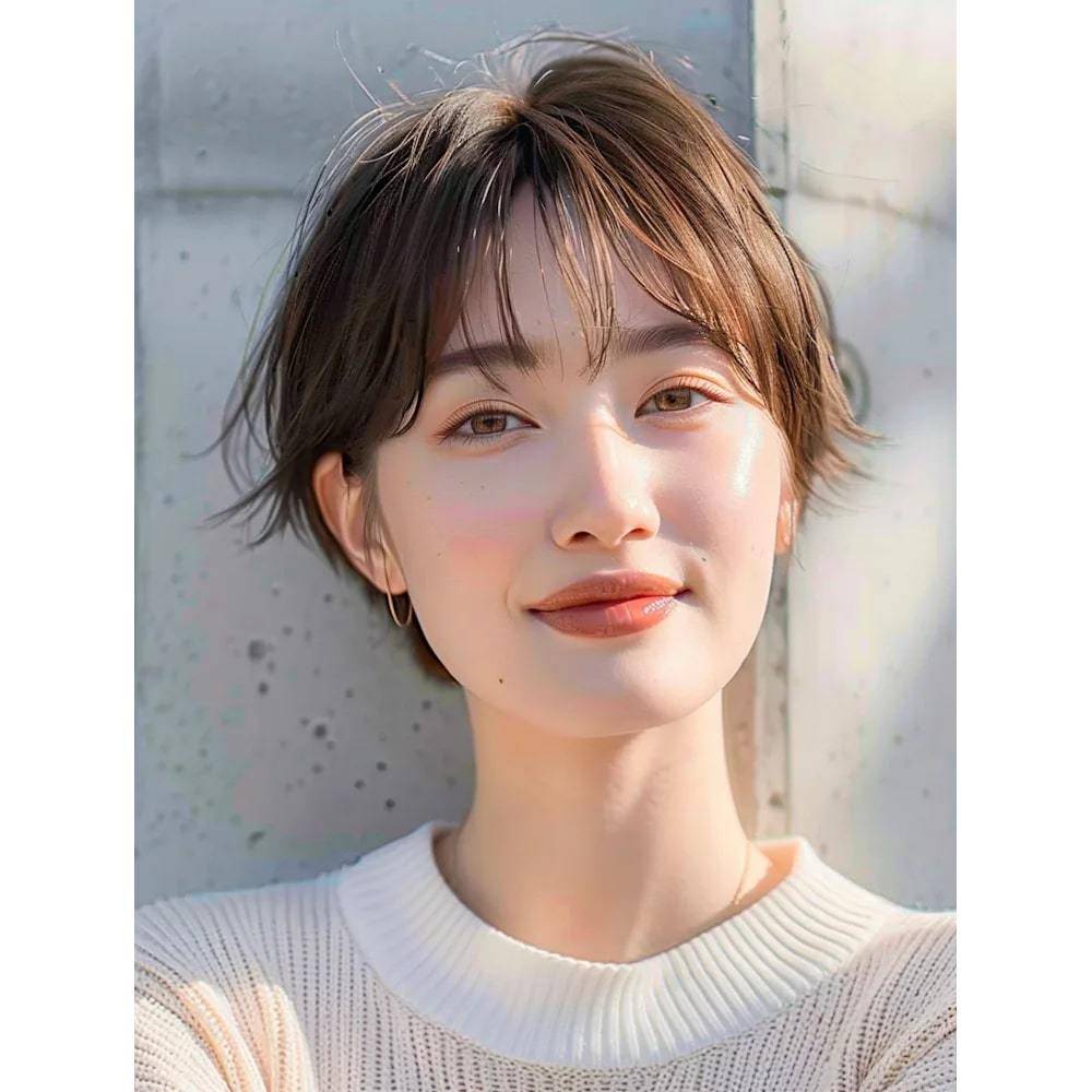 毛先を散らした大人ショート
