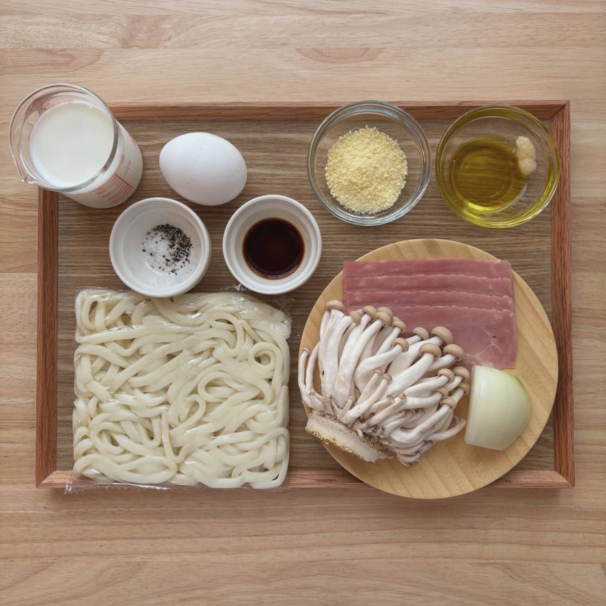 JA全農公式の「うどんカルボナーラ」のレシピ