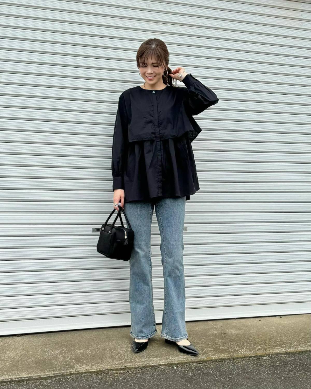 チュニック丈のブラウスを合わせる♪