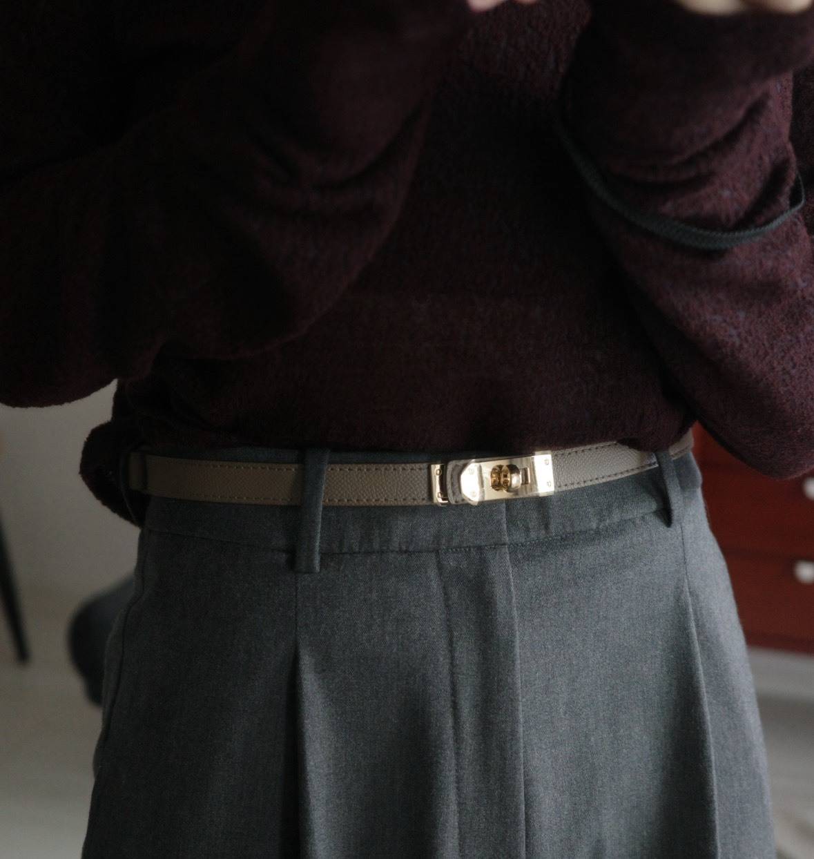 本革デザインベルト着画