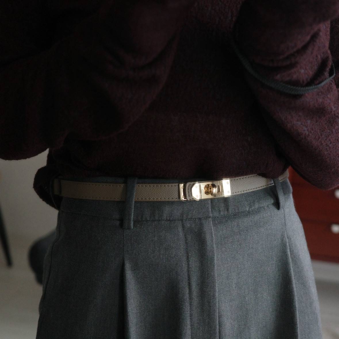 本革デザインベルト着画