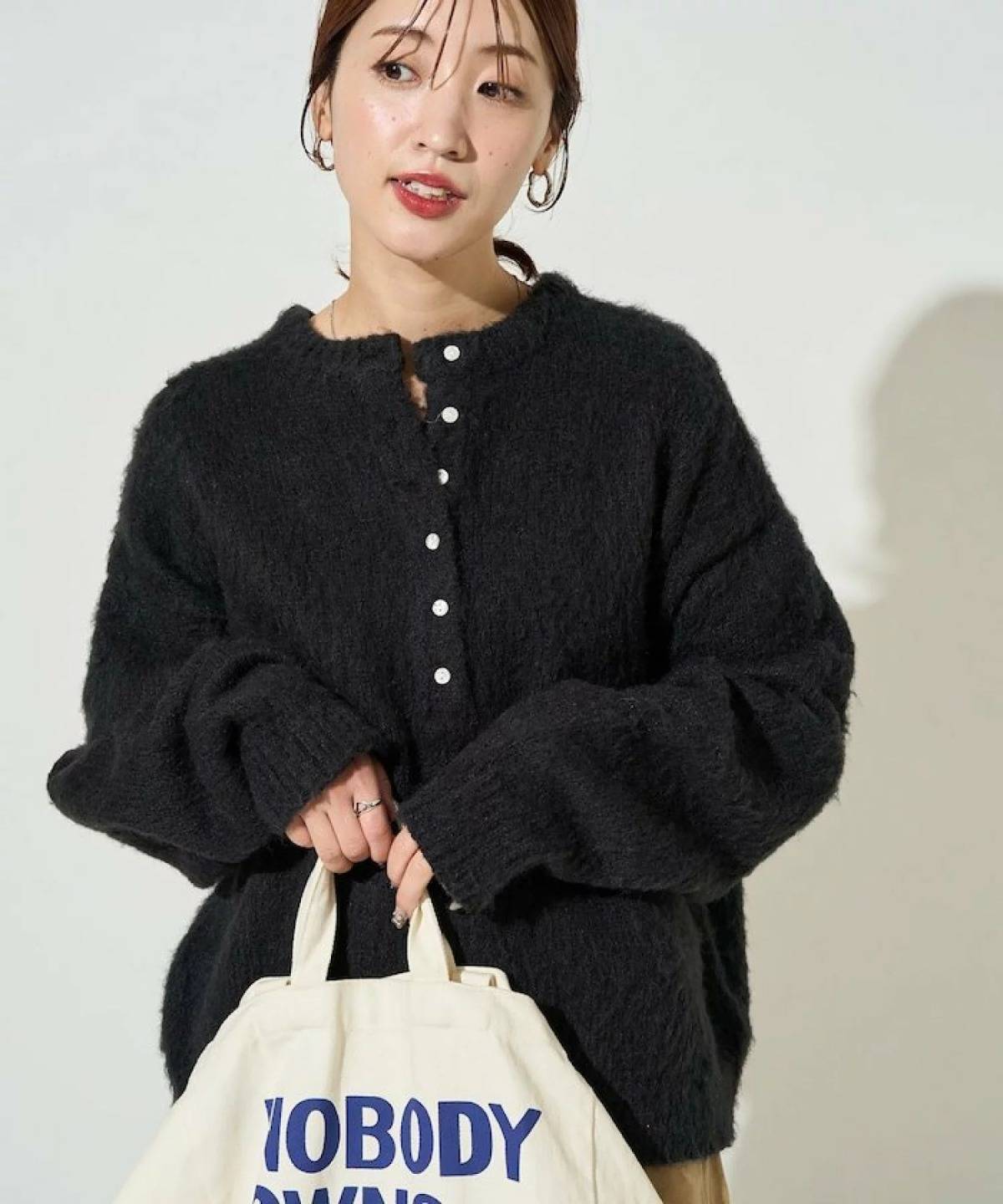 FREAK’S STORE ウール タッチ 起毛 ヘンリーネック ニット