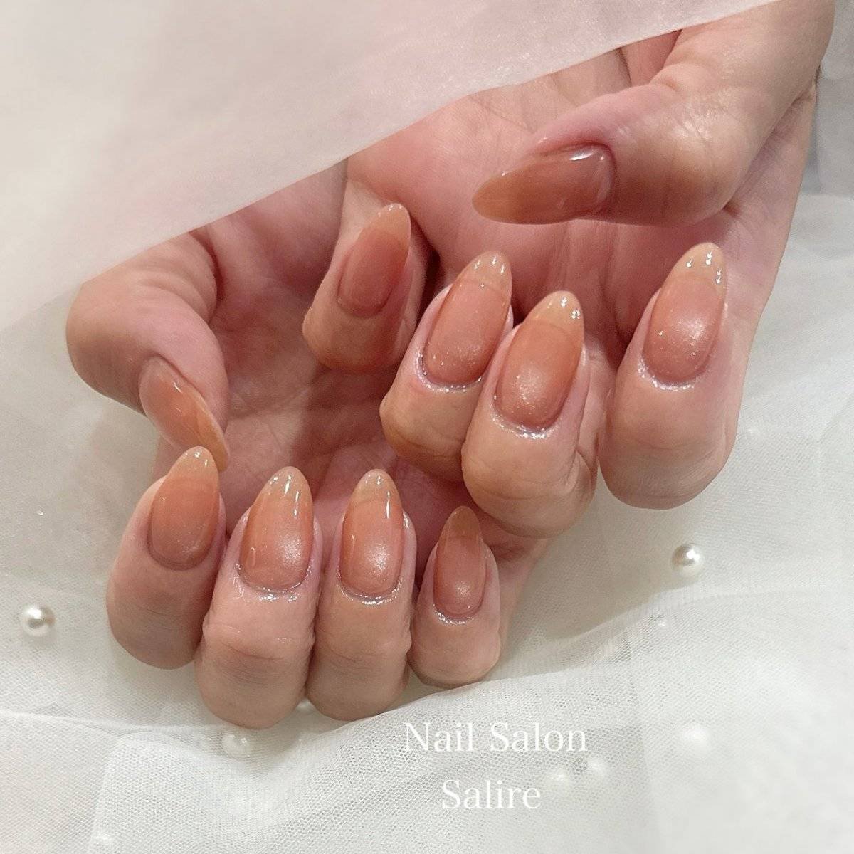 オレンジベージュネイル