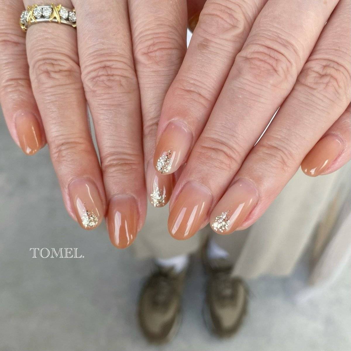 オレンジベージュネイル