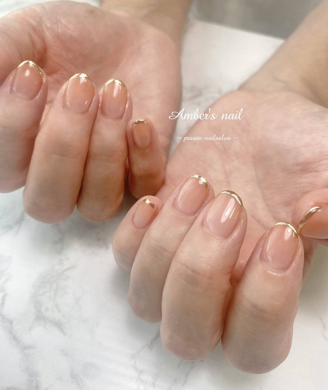 オレンジベージュネイル