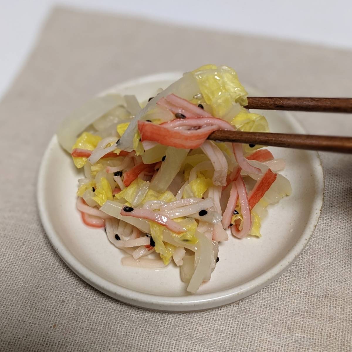 JAグループ公式の「白菜のカニカマ和え」のレシピ