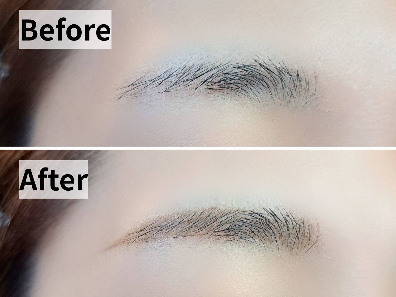 KATE (ケイト)　アイブロウペンシルスーパースリム0.8 BR-3 ナチュラルブラウンのビフォーアフター比較画像