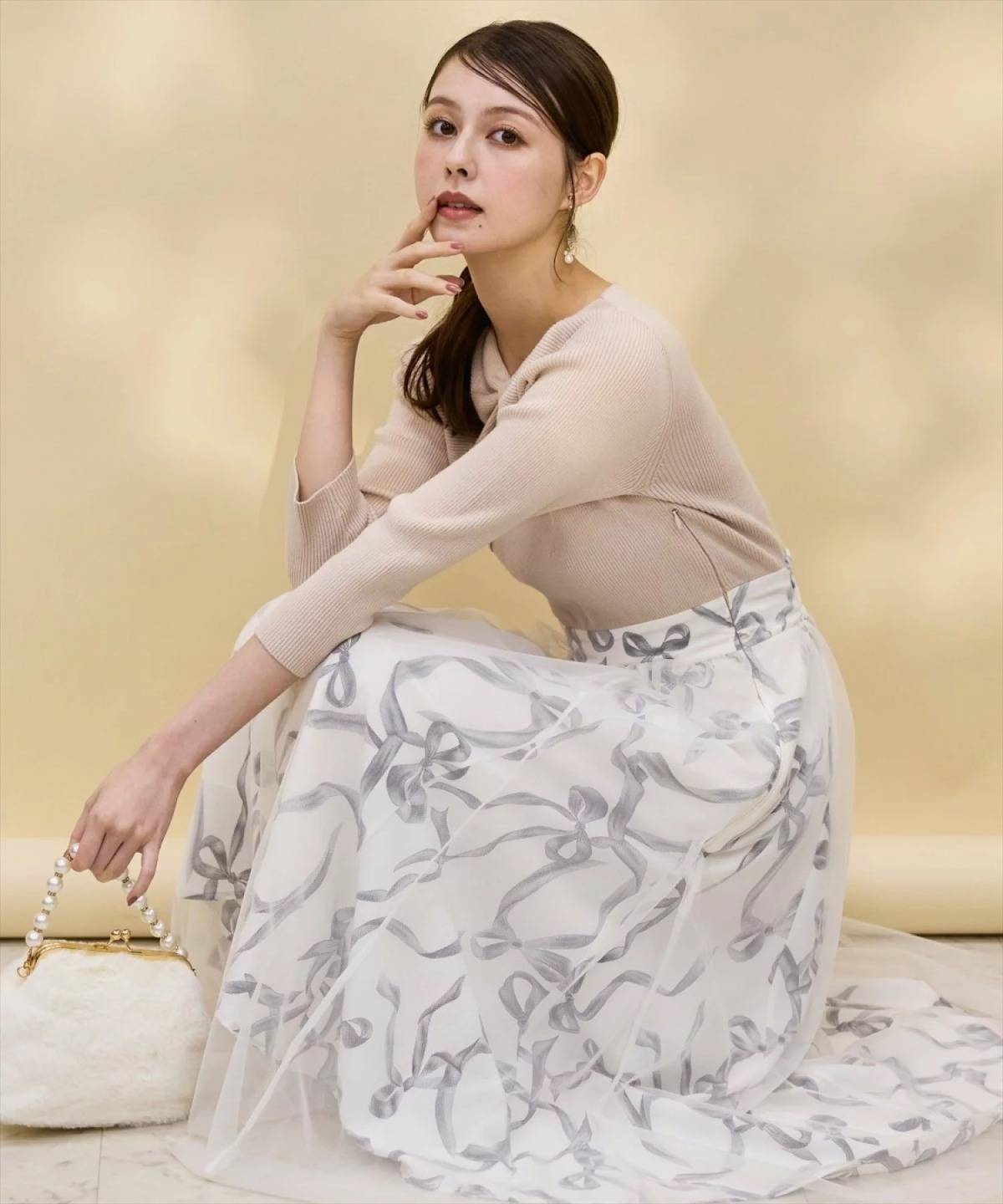 SWINGLE リボンデコレーションドッキングワンピース