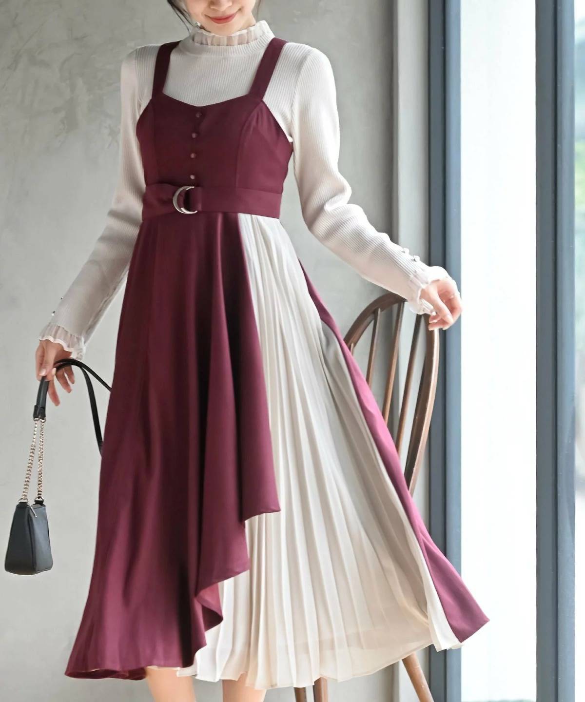 rps シフォンプリーツ切替Sスウェードジャンドレ